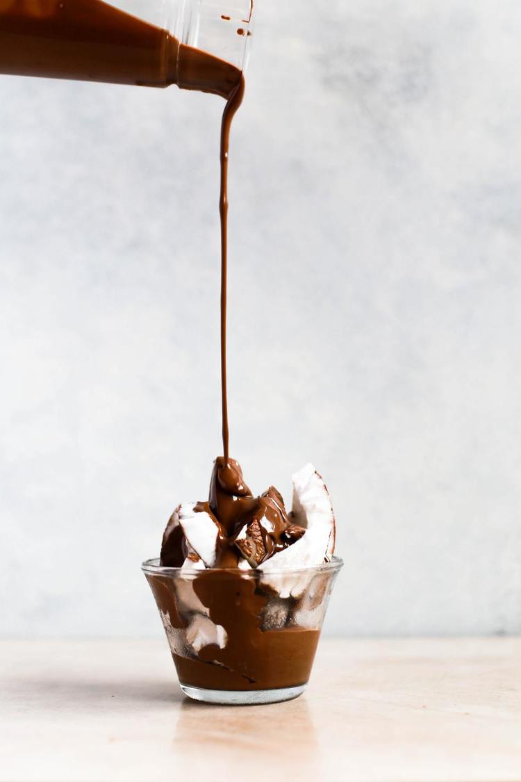 Homemade Coconut Ice Cream with Chocolate Syrup Recipe