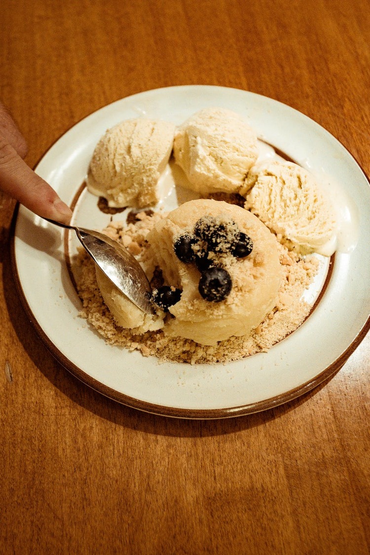 Homemade Maple Walnut Ice Cream with Blueberries Recipe