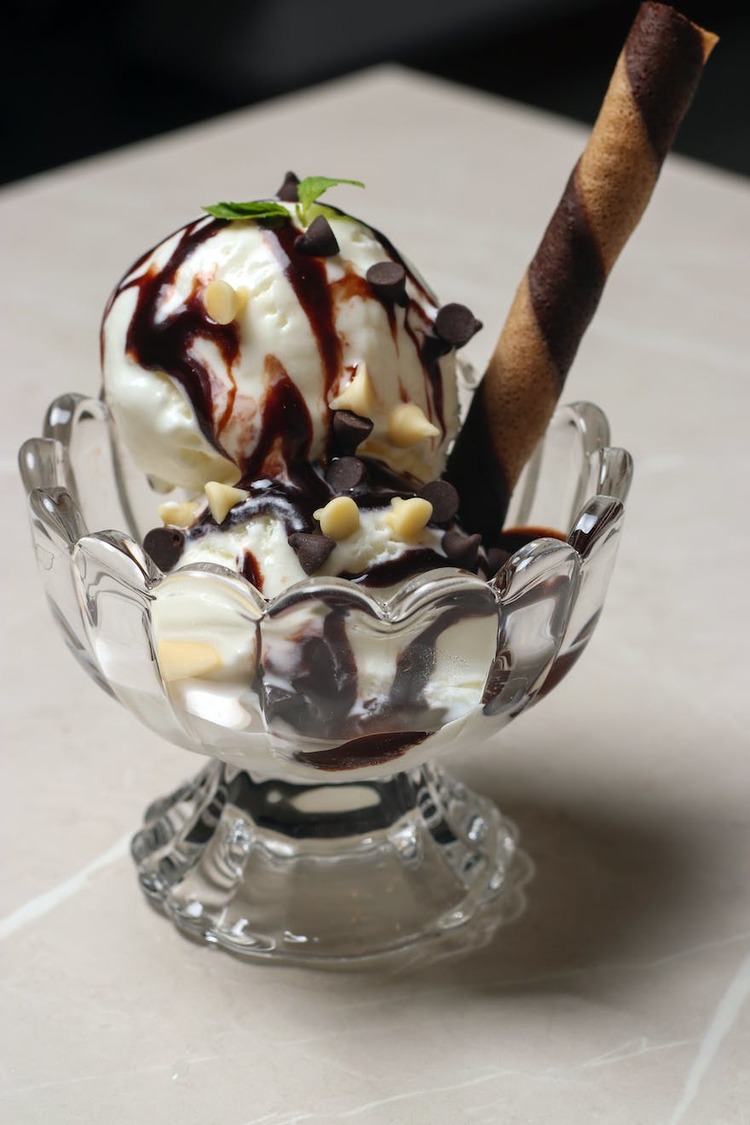 Homemade Vanilla and Mint Ice Cream with Black and White Chocolate Chips
